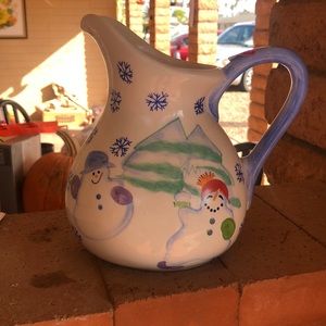 WVL Snowmen and Snowflakes Christmas Pitcher
